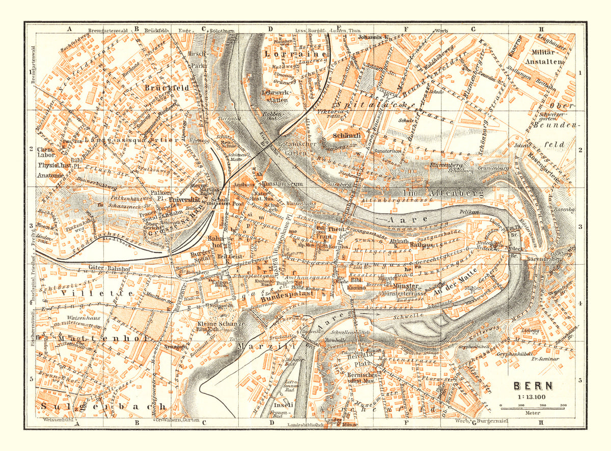 Preview of Vintage Map of Bern, Switzerland 1927