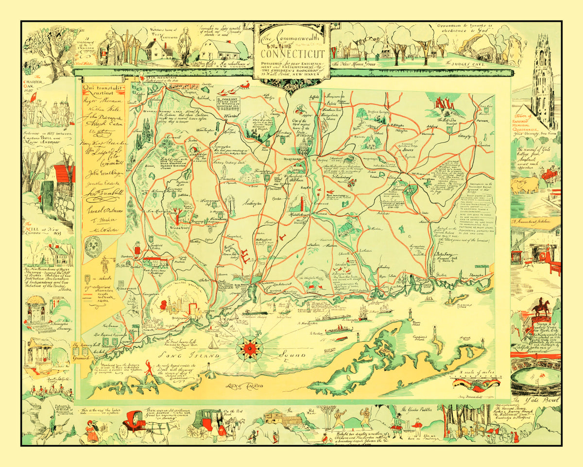 Preview of Vintage Map of Connecticut 1926