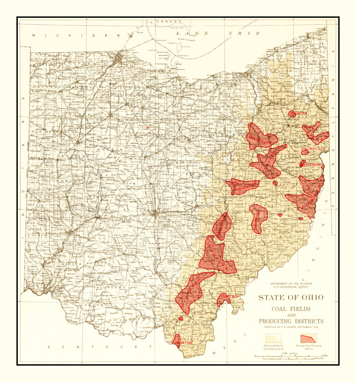 Preview of Vintage Map of Tennessee Coal Fields, 1919