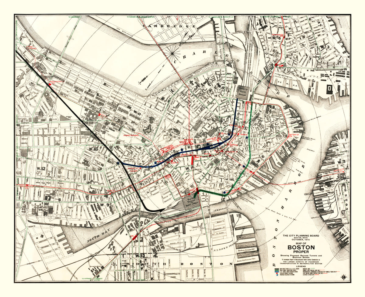 Preview of Vintage Map of Boston, Massachusetts 1914