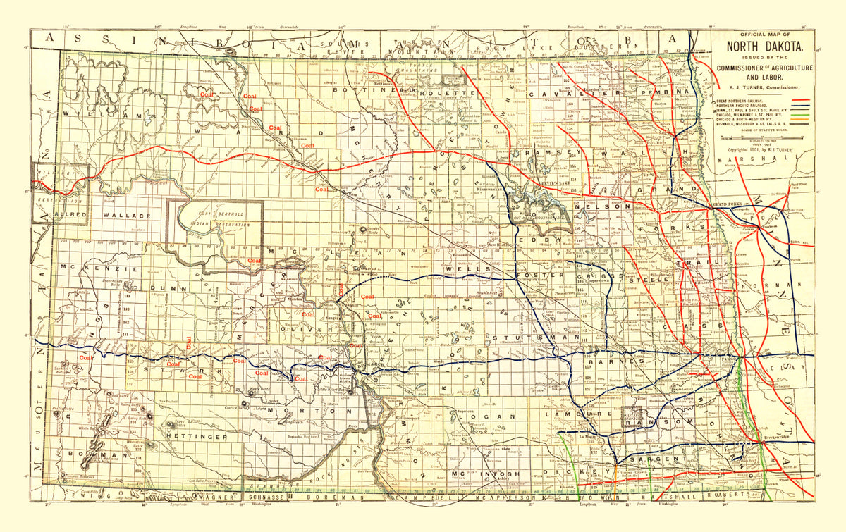 Preview of Vintage Map of North Dakota 1901