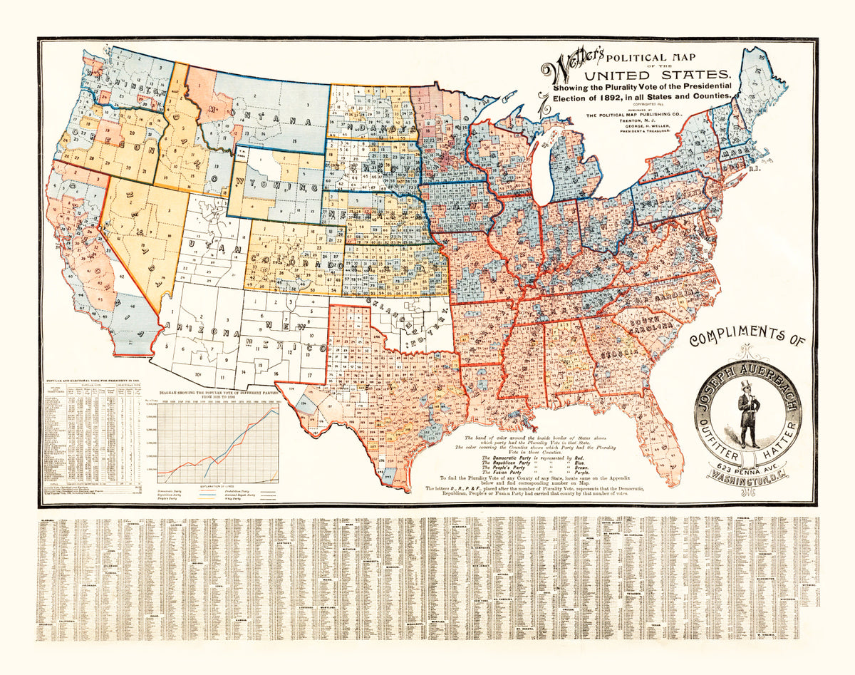 Preview of Vintage Political Map of the United States, 1893