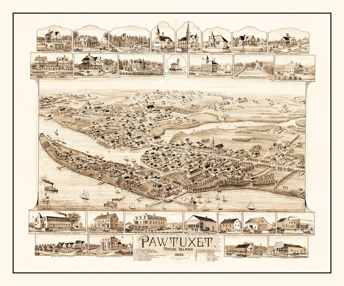Preview of Vintage Map of Pawtuxet, Rhode Island 1890