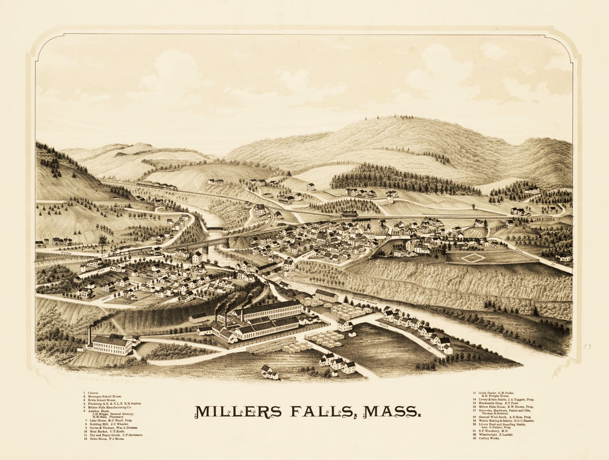 Preview of Vintage Map of Millers Falls, Massachusetts 1889