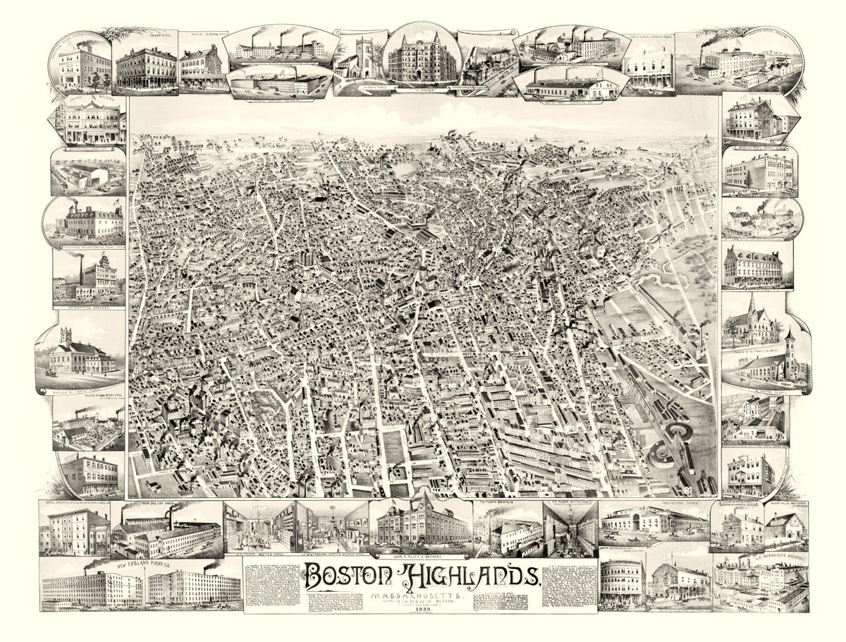 Preview of Vintage Map of Boston Highlands, Massachusetts 1888