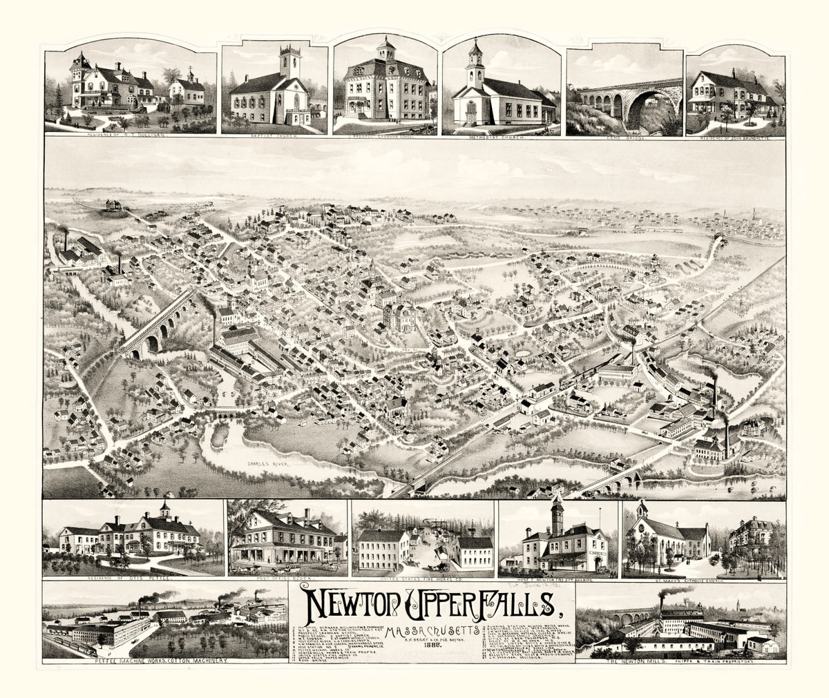 Preview of Vintage Map of Newton Upper Falls, Massachusetts 1888