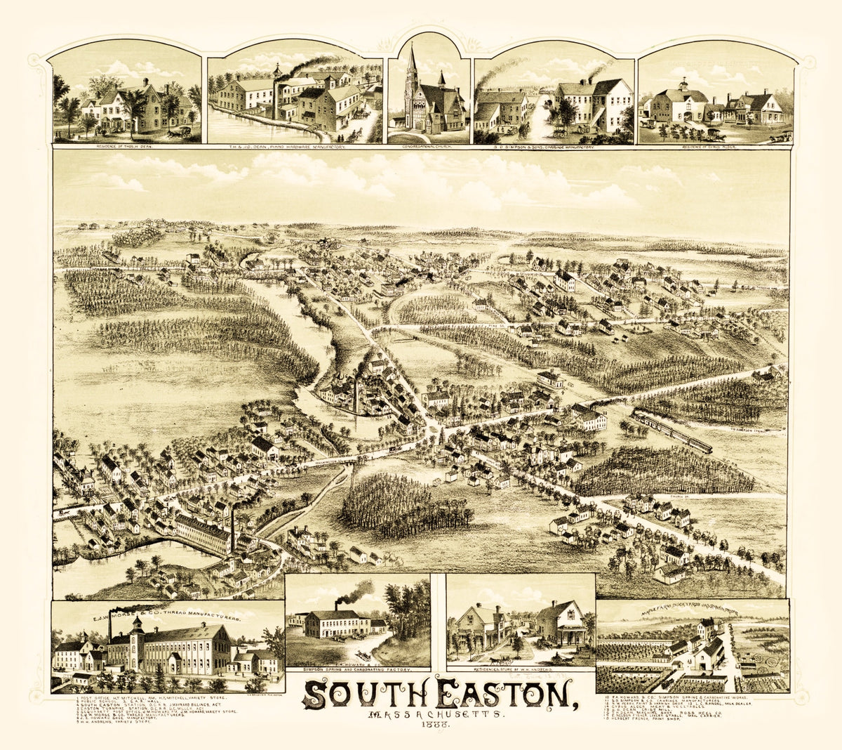 Preview of Vintage Map of South Easton, Massachusetts 1888