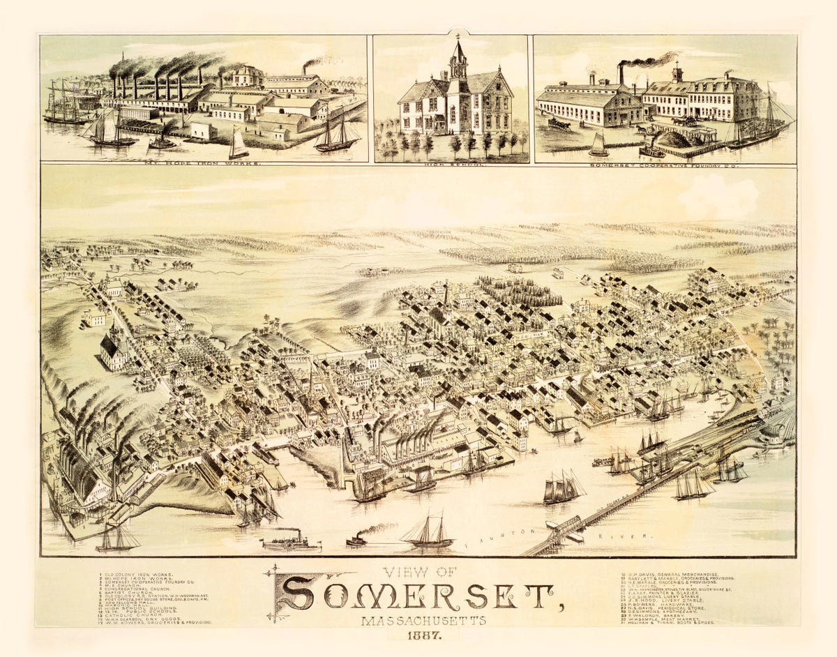 Preview of Vintage Map of Somerset, Massachusetts 1887