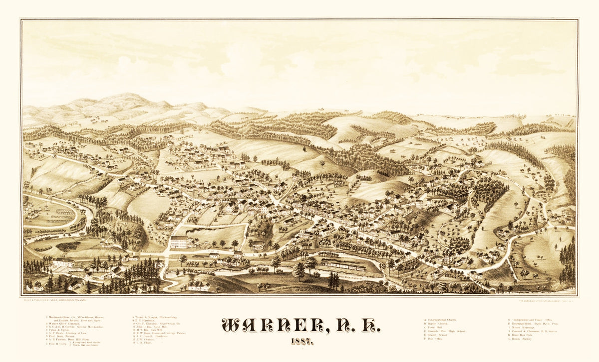 Preview of Vintage Map of Warner, New Hampshire 1887
