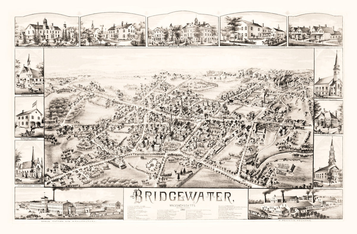 Preview of Vintage Map of Bridgewater, Massachusetts 1887