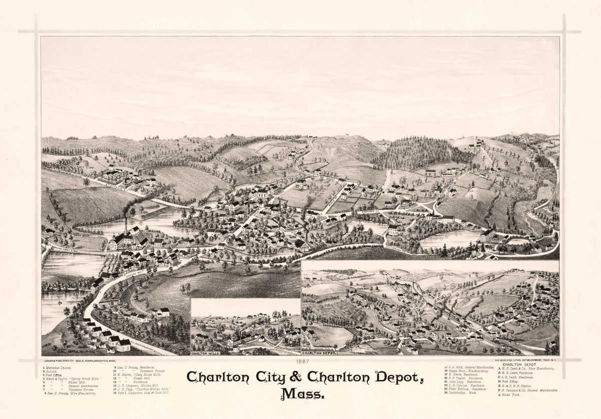 Preview of Vintage Map of Charlton City, Massachusetts 1887