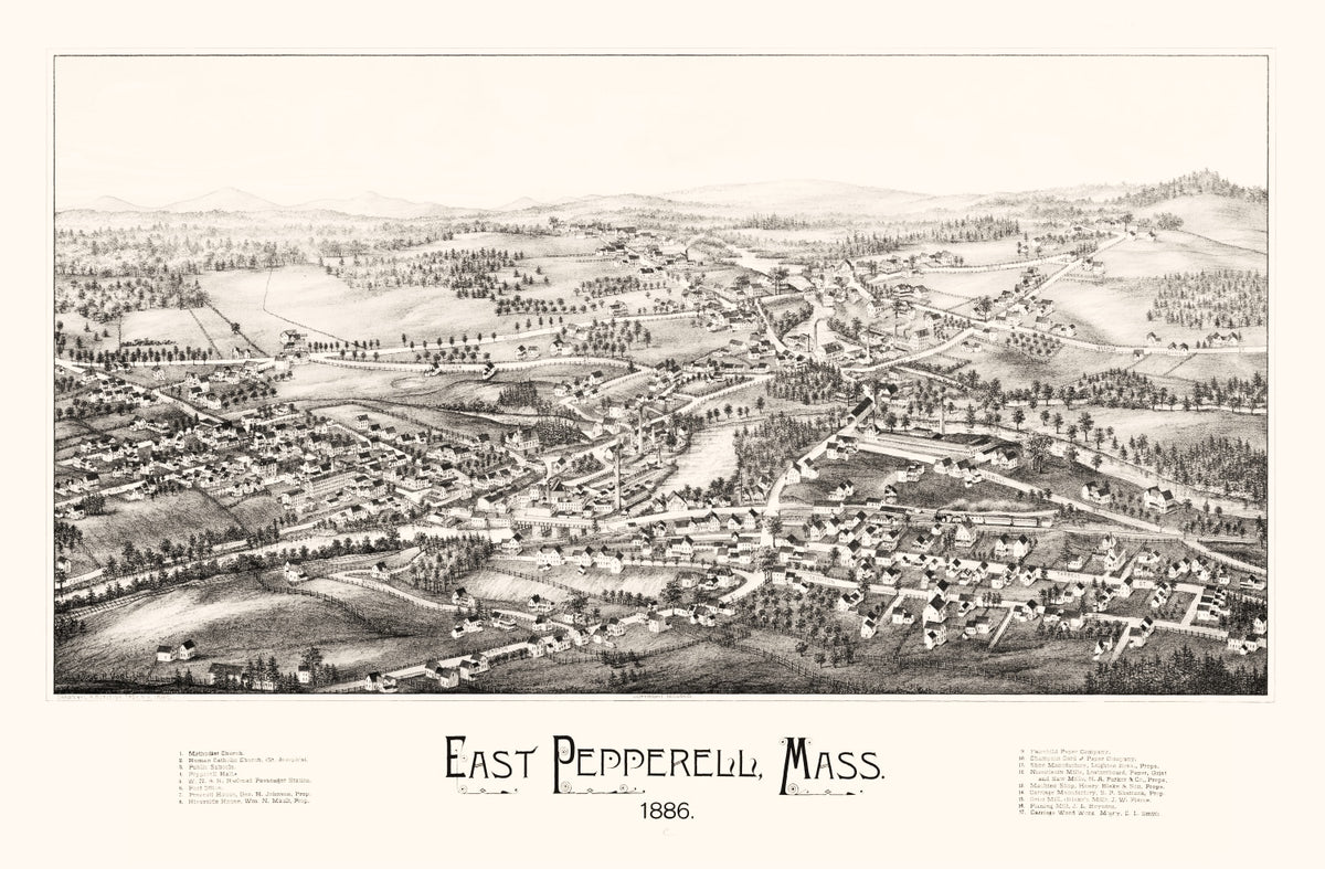 Preview of Vintage Map of East Pepperell, Massachusetts 1886