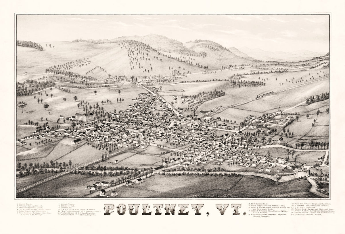 Preview of Vintage Map of Poultney, Vermont 1886