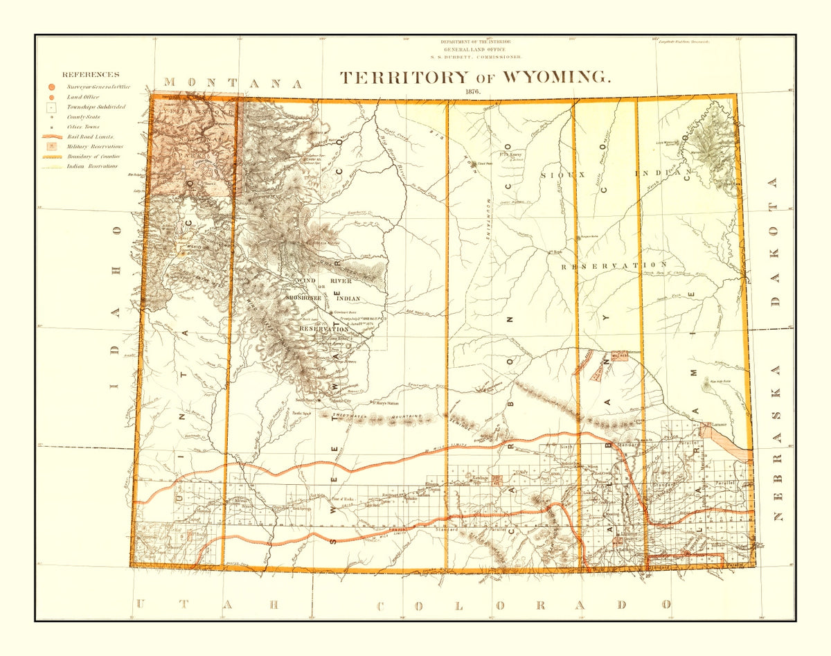Preview of Vintage Map of Wyoming 1876