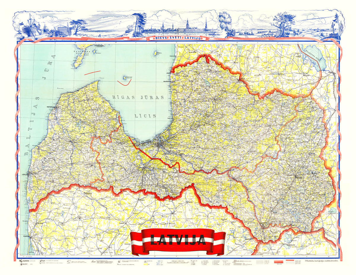 Preview of Vintage Map of Latvia 1950