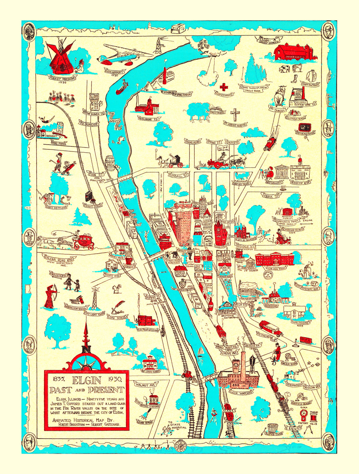 Preview of Vintage Map of Elgin, Illinois 1930