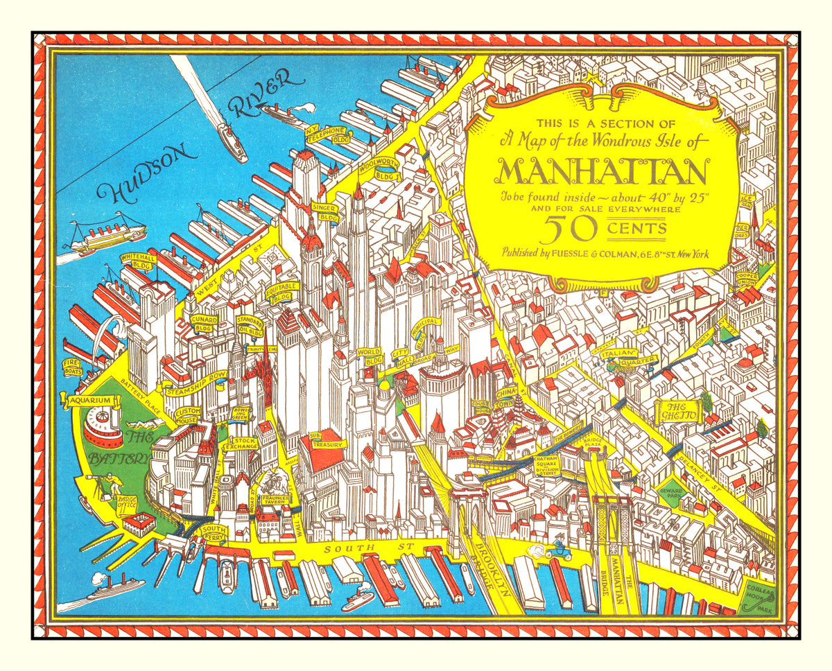Preview of Vintage Map of Manhattan, New York 1926