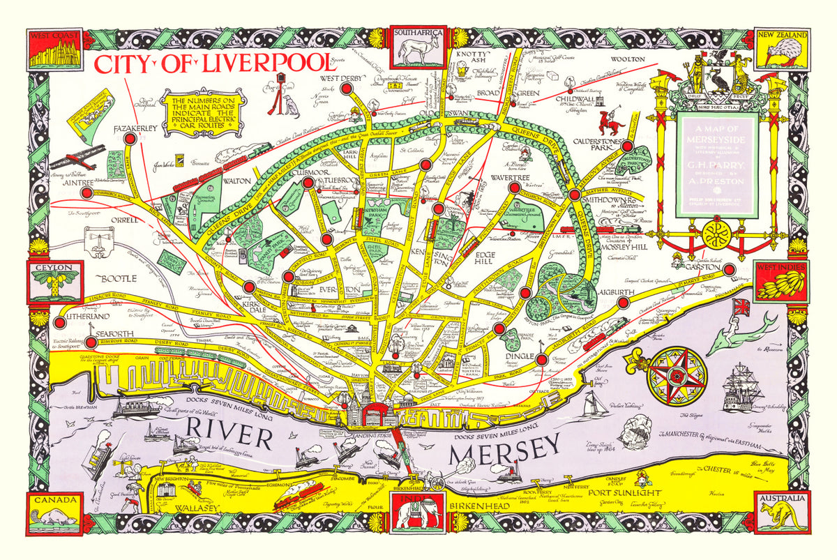 Preview of Vintage Map of Liverpool, England 1934