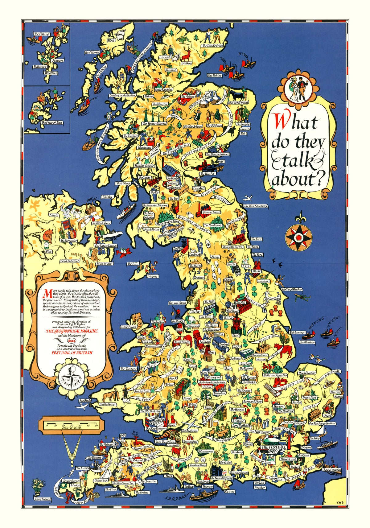 Preview of Vintage Pictorial Map of the British Isles, 1951