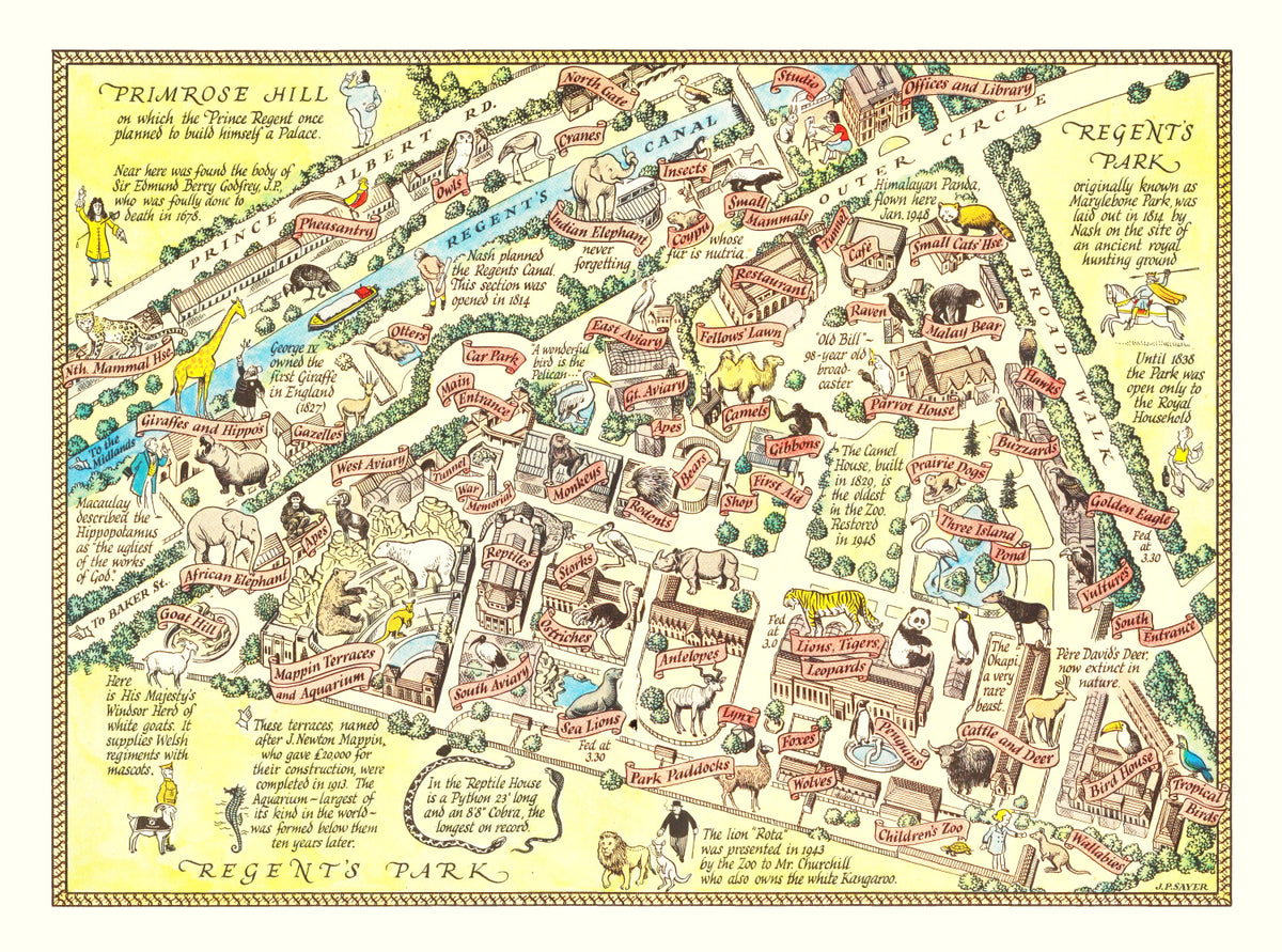 Preview of Vintage Map of Zoological Gardens Regent Park, 1947