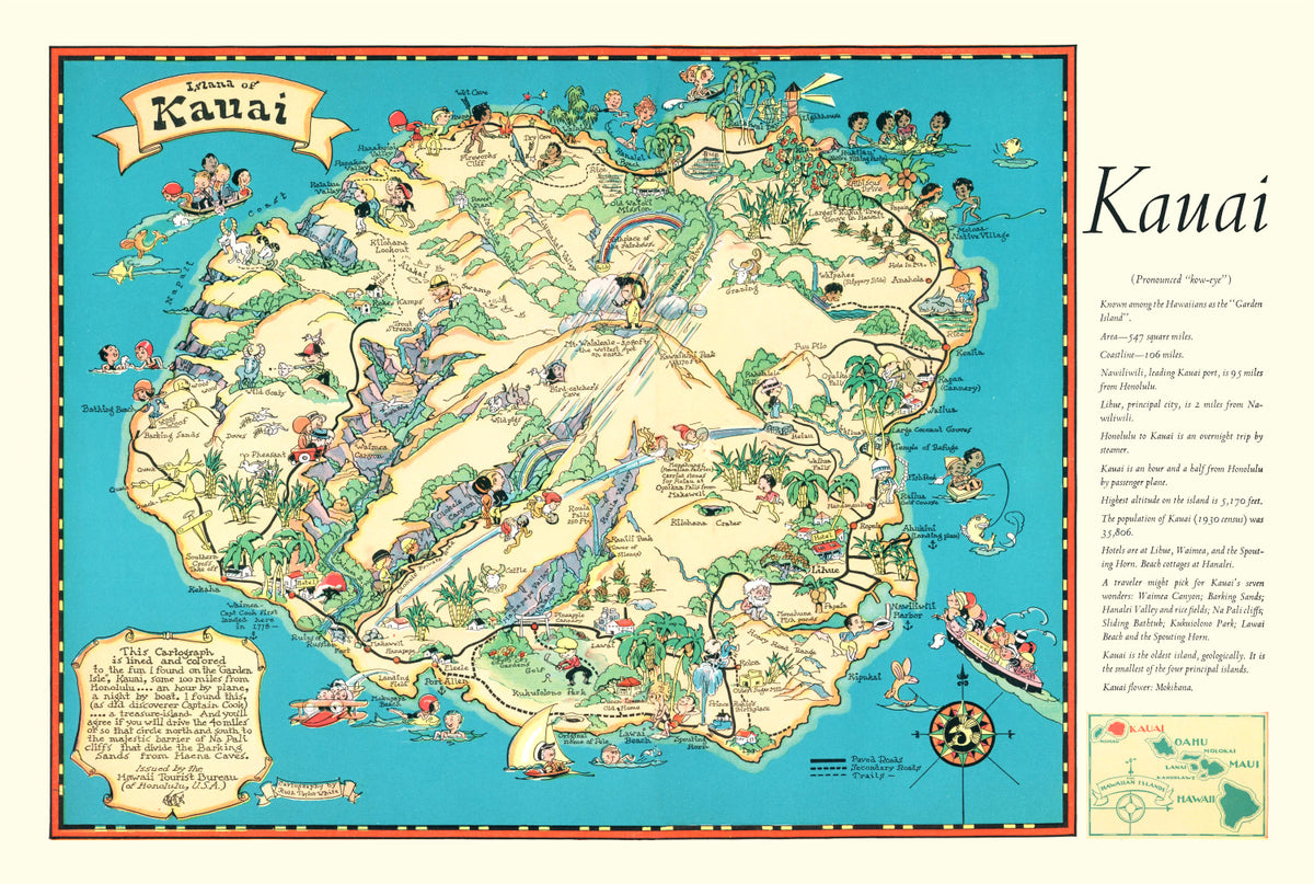 Preview of Vintage Map of Kauai, 1935