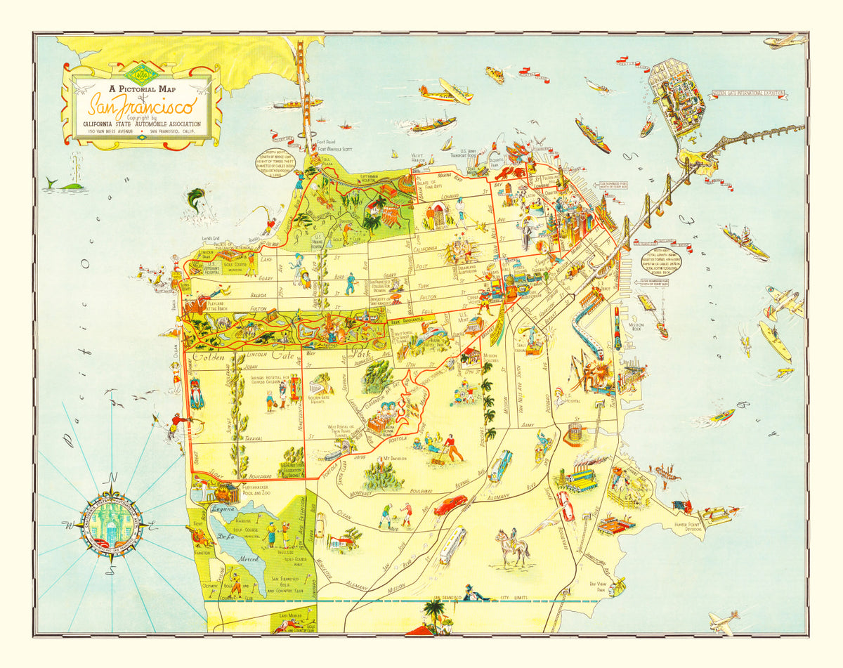 Preview of Vintage Map of San Francisco, California 1939