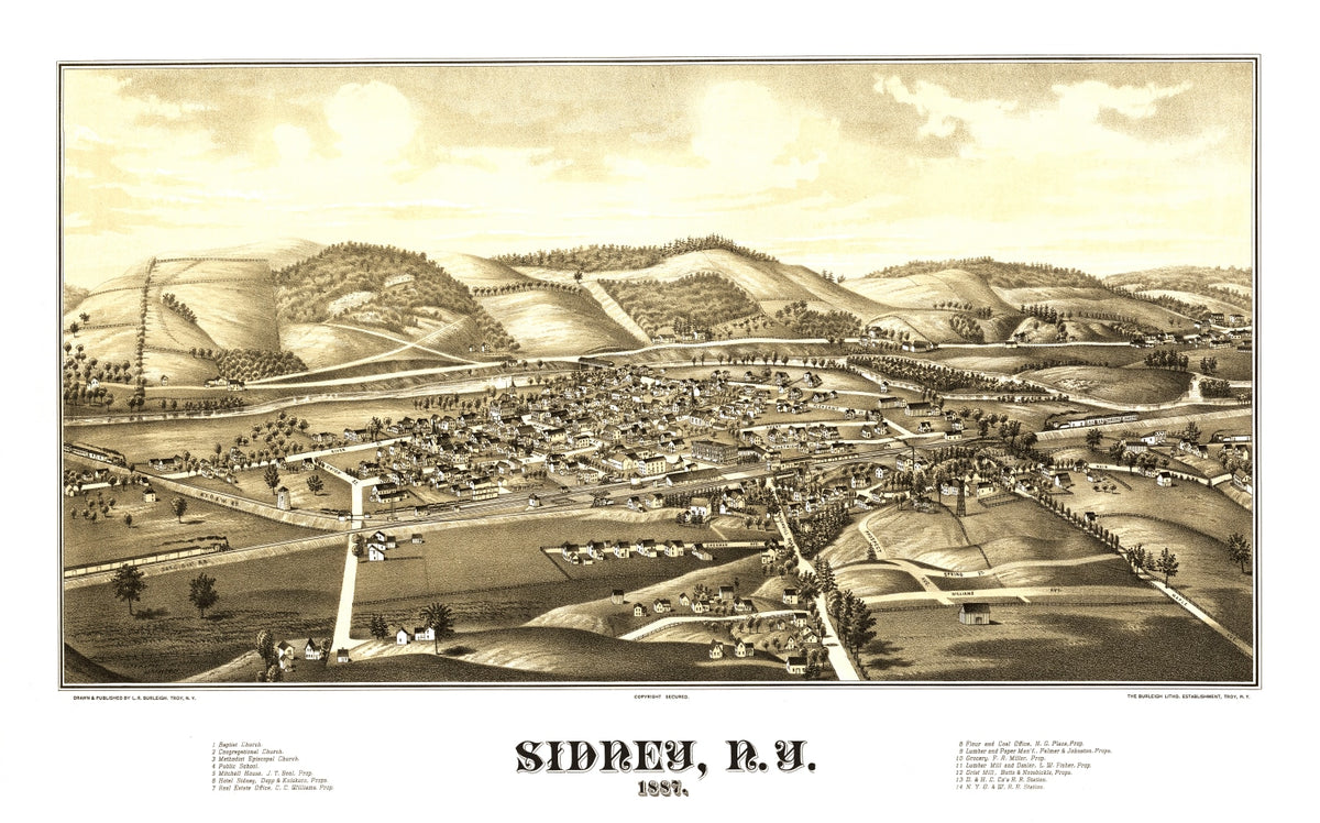 Preview of Vintage Map of Sidney, New York 1887
