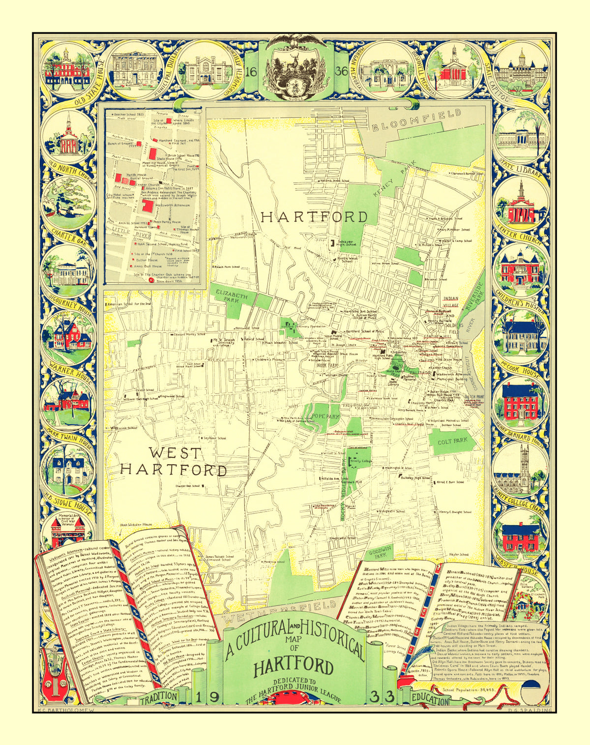 Preview of Vintage Map of Hartford, Connecticut 1933