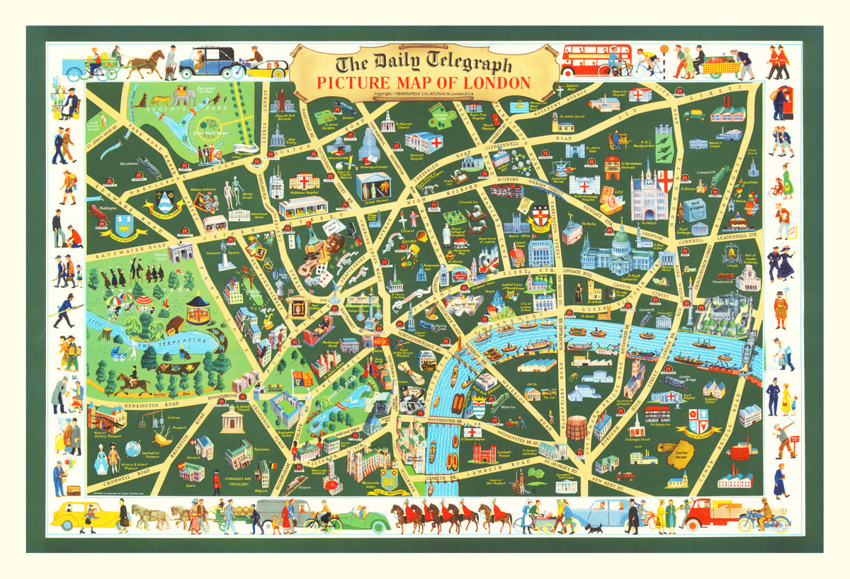 Preview of Vintage Map of London, England 1950