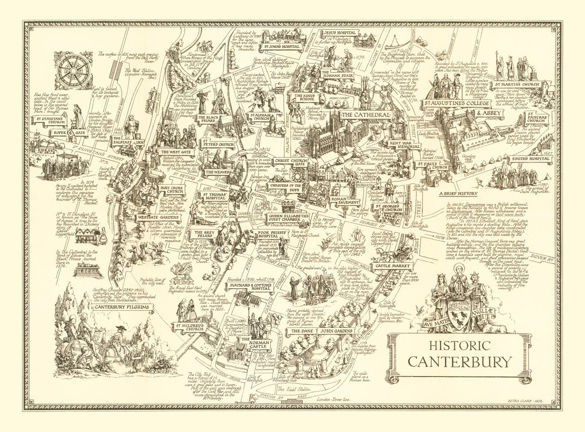 Preview of Vintage Map of Canterbury, England 1952