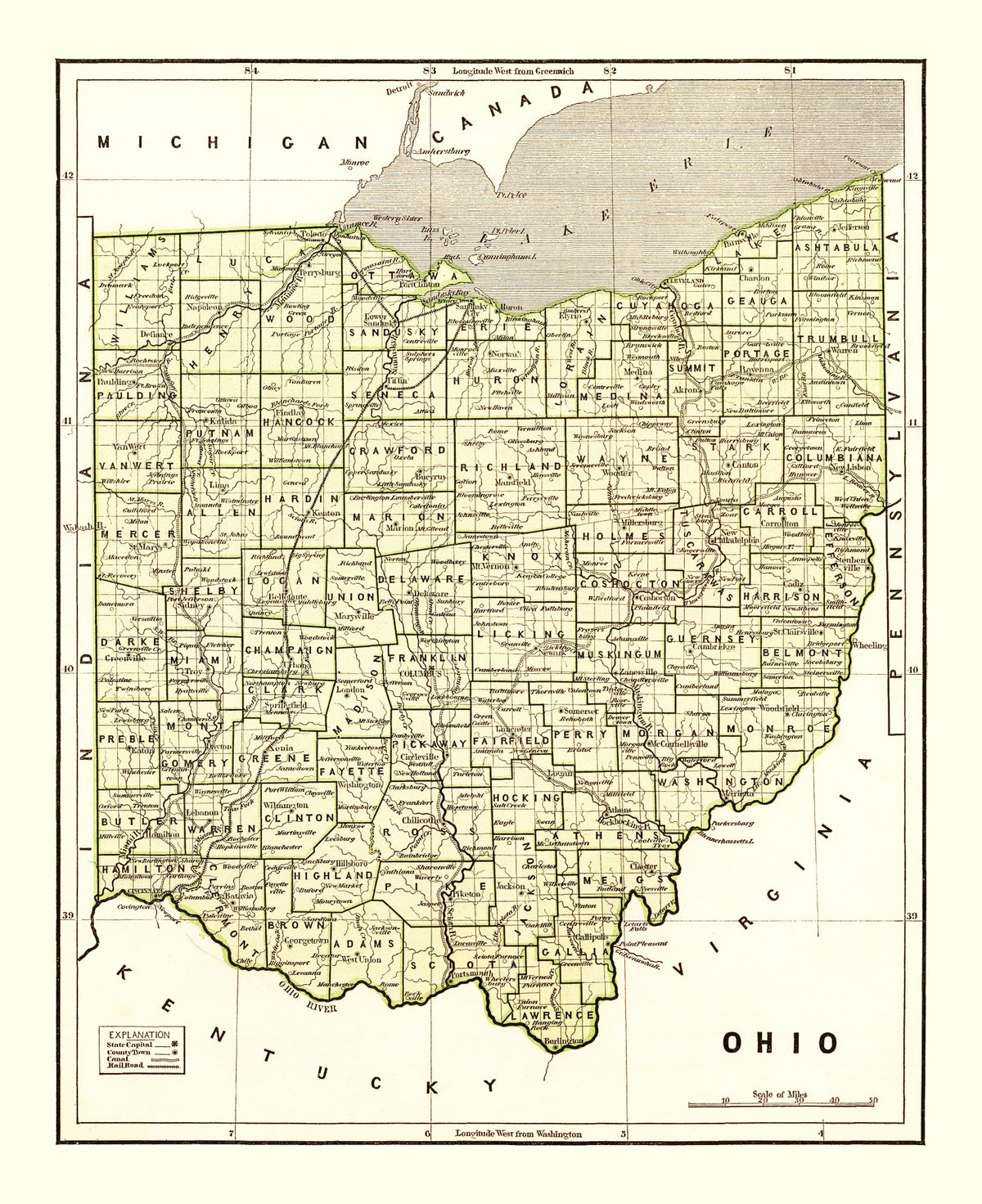 Preview of Vintage Map of Ohio 1845