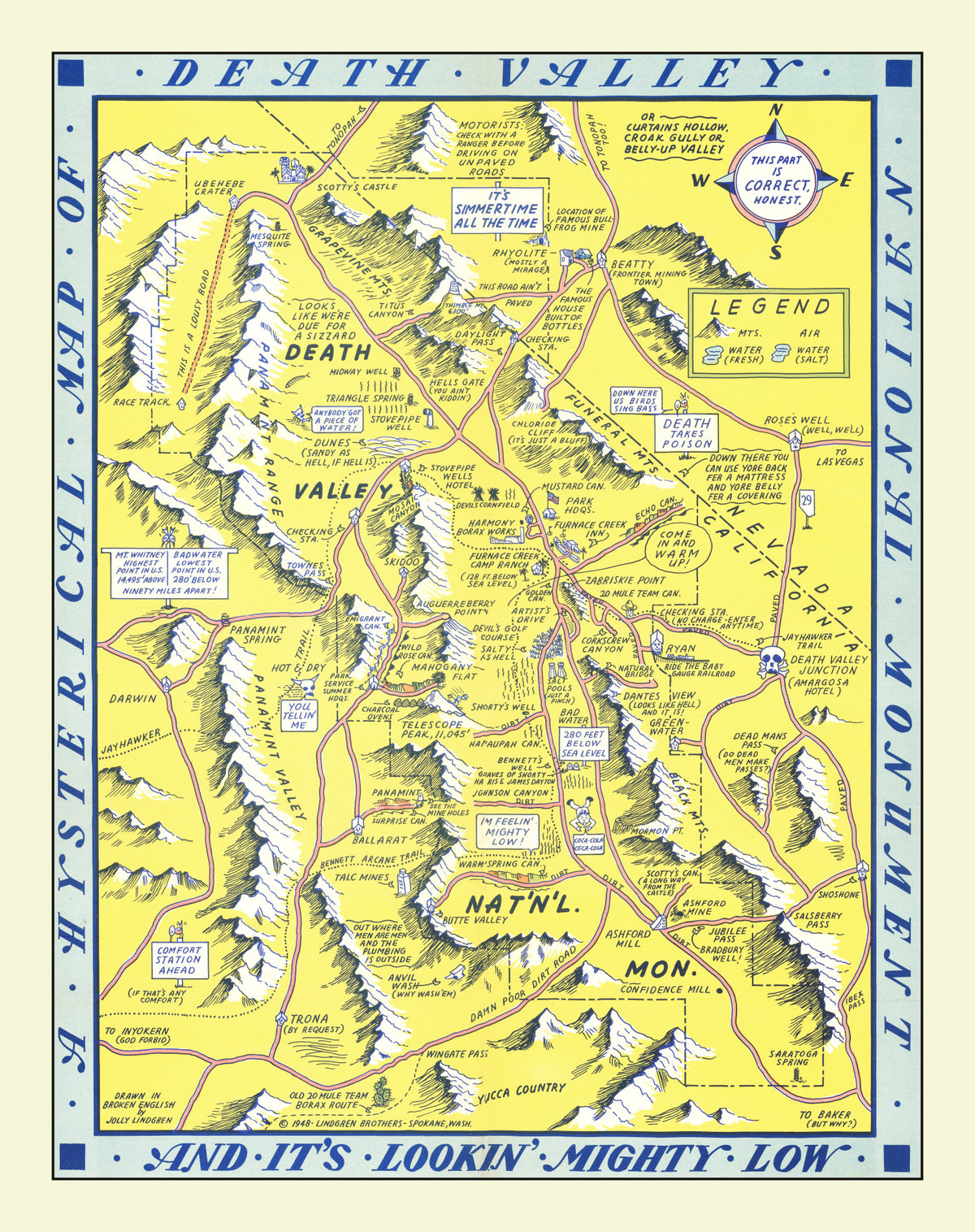 Preview of Vintage Death Valley Map 1948