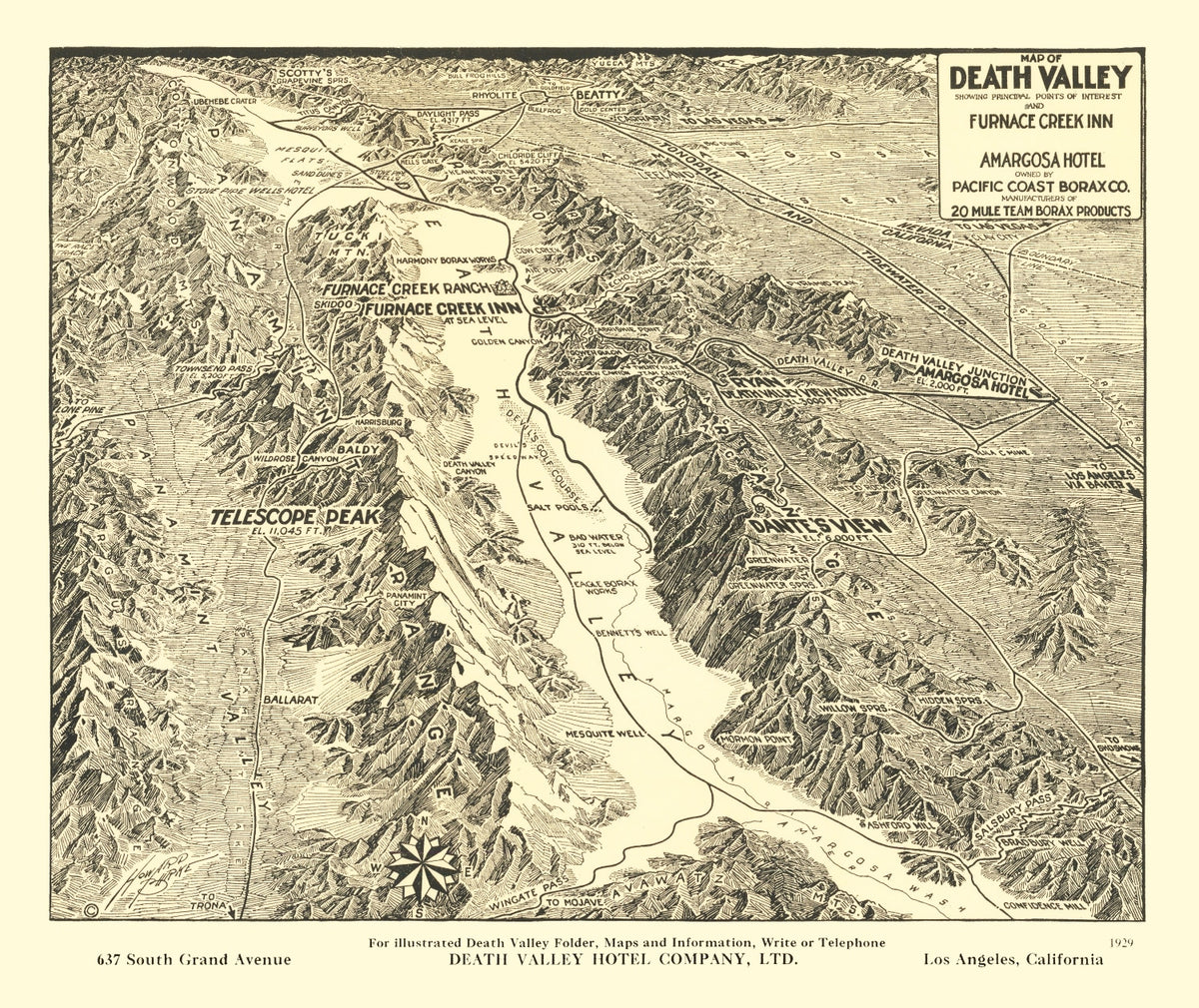 Preview of Vintage Map of Death Valley National Park, 1929