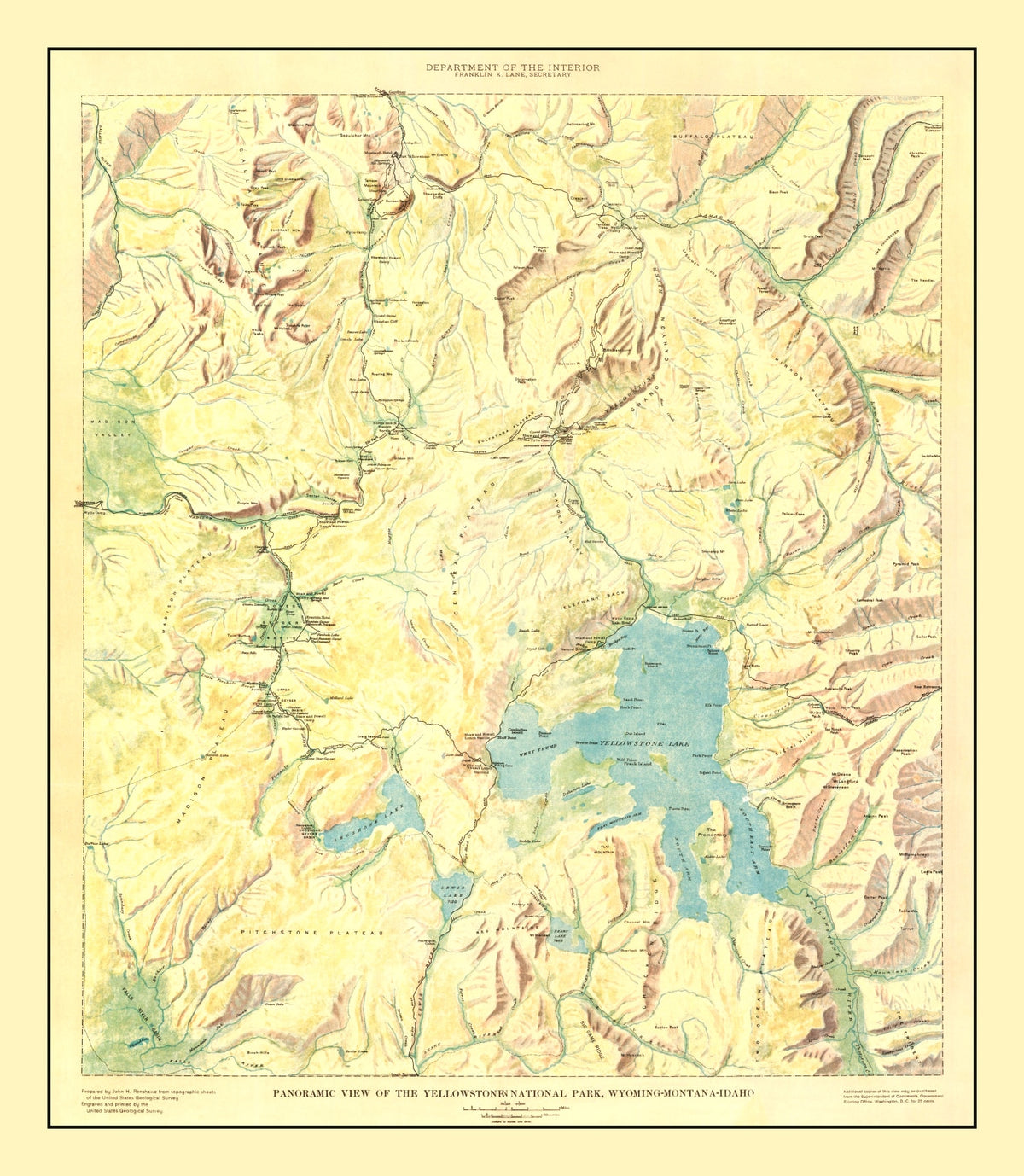 Preview of Vintage Yellowstone National Park Map 1915