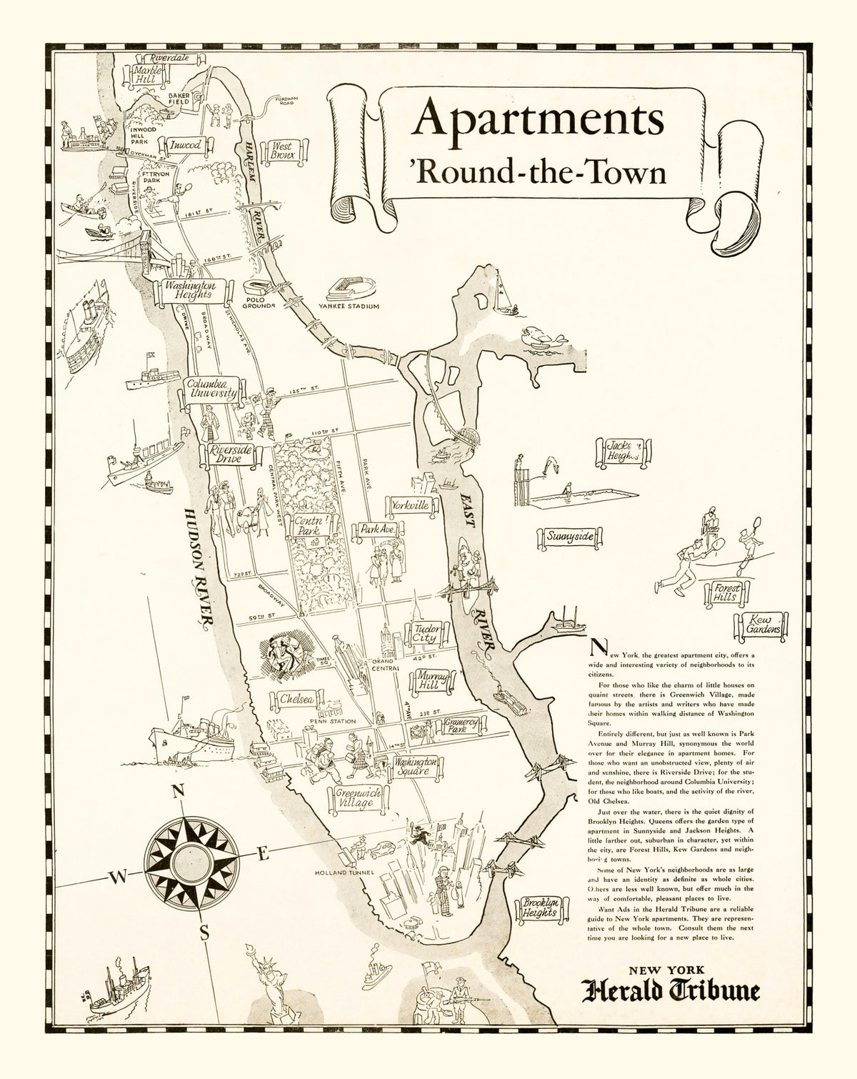 Preview of Vintage Map of Manhattan, New York 1935