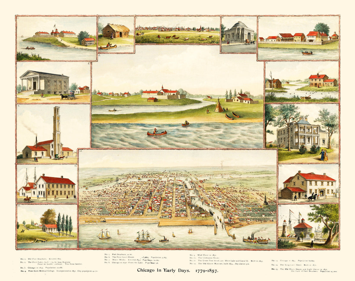Preview of Vintage Map of Chicago, Illinois 1893