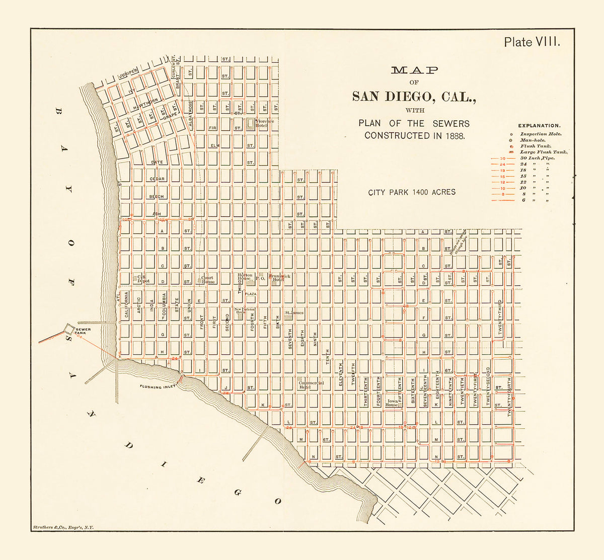 Preview of Vintage Map of San Diego, California 1891