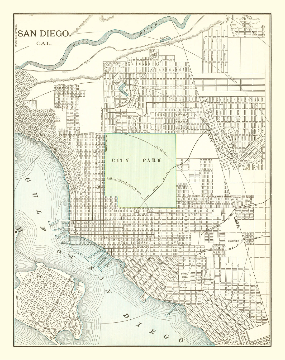 Preview of Vintage Map of San Diego, California 1912