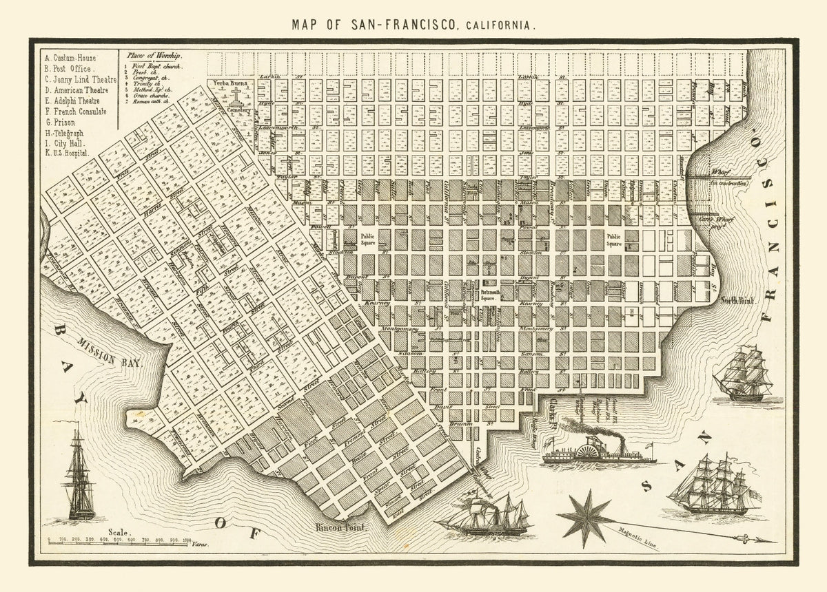 Preview of Vintage Map of San Francisco, California 1852