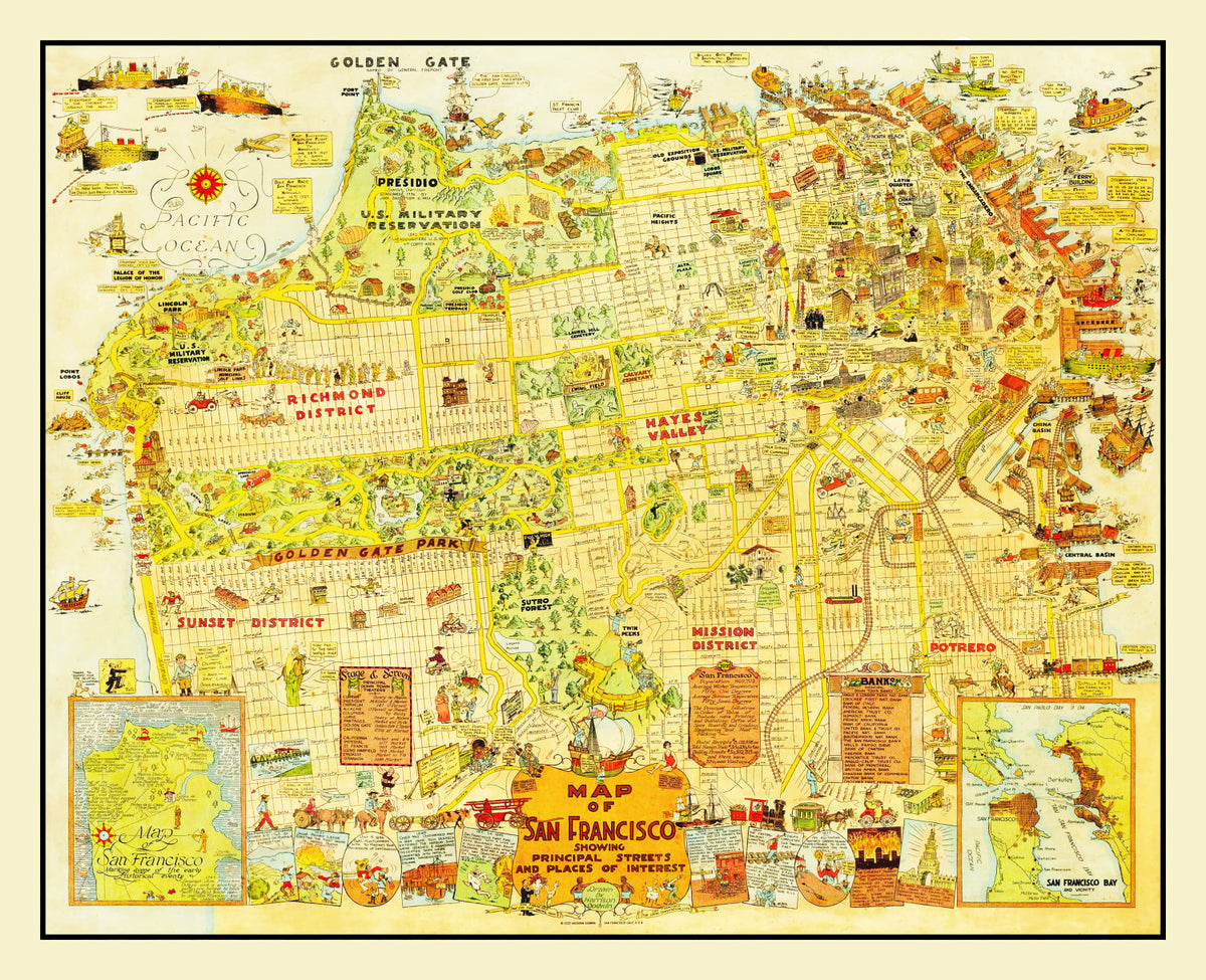 Preview of Vintage Map of San Francisco, California 1927