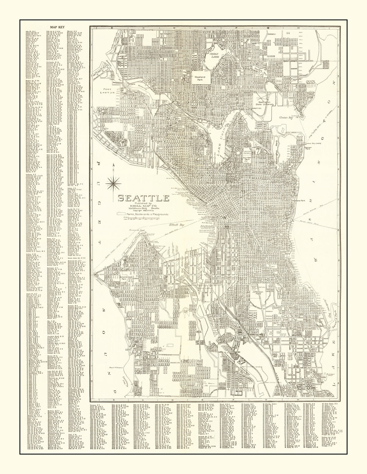 Preview of Vintage Map of Seattle, Washington 1920