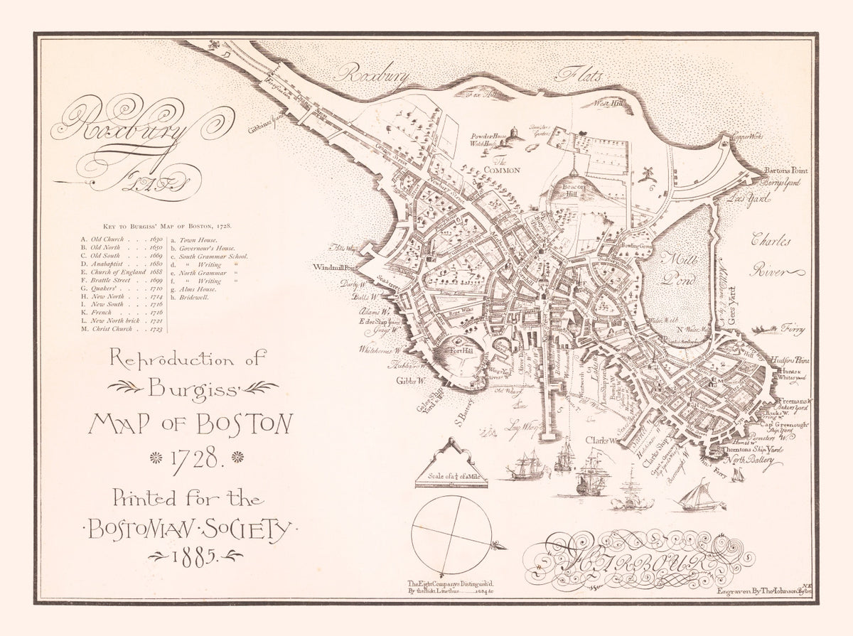 Preview of Vintage Map of Boston, Massachusetts 1728