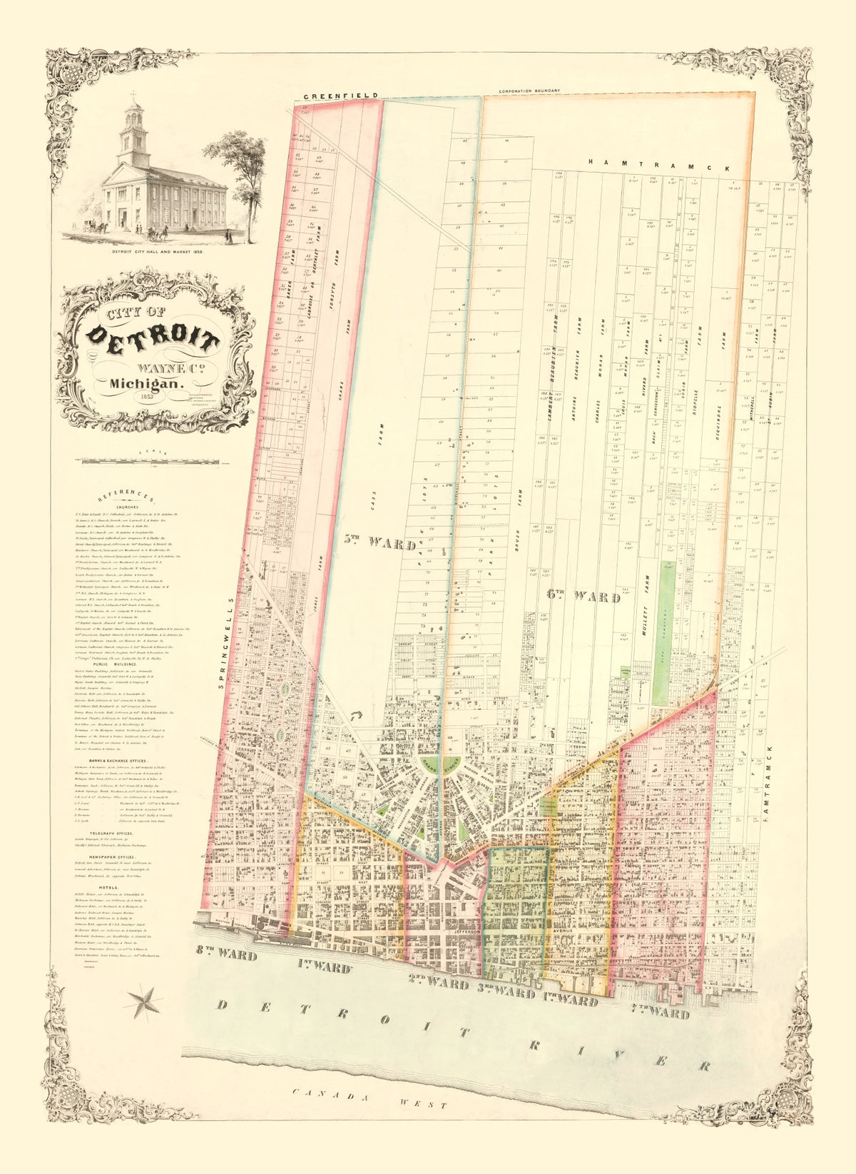 Preview of Vintage Map of Detroit, Michigan 1853