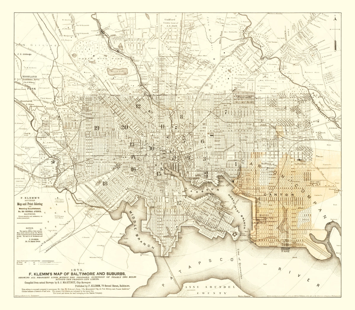 Preview of Vintage Map of Baltimore, Maryland 1873