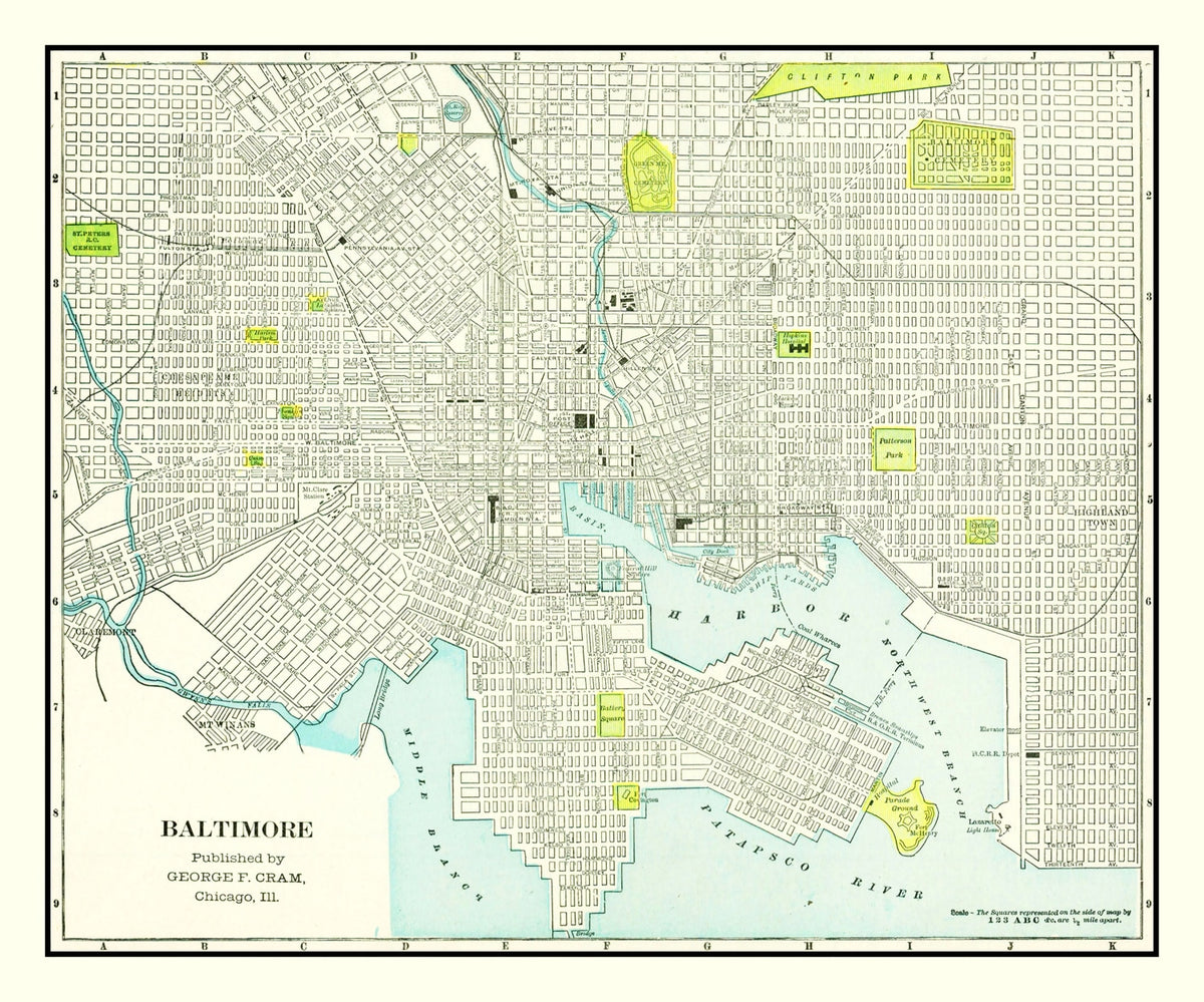 Preview of Vintage Map of Baltimore, Maryland 1892