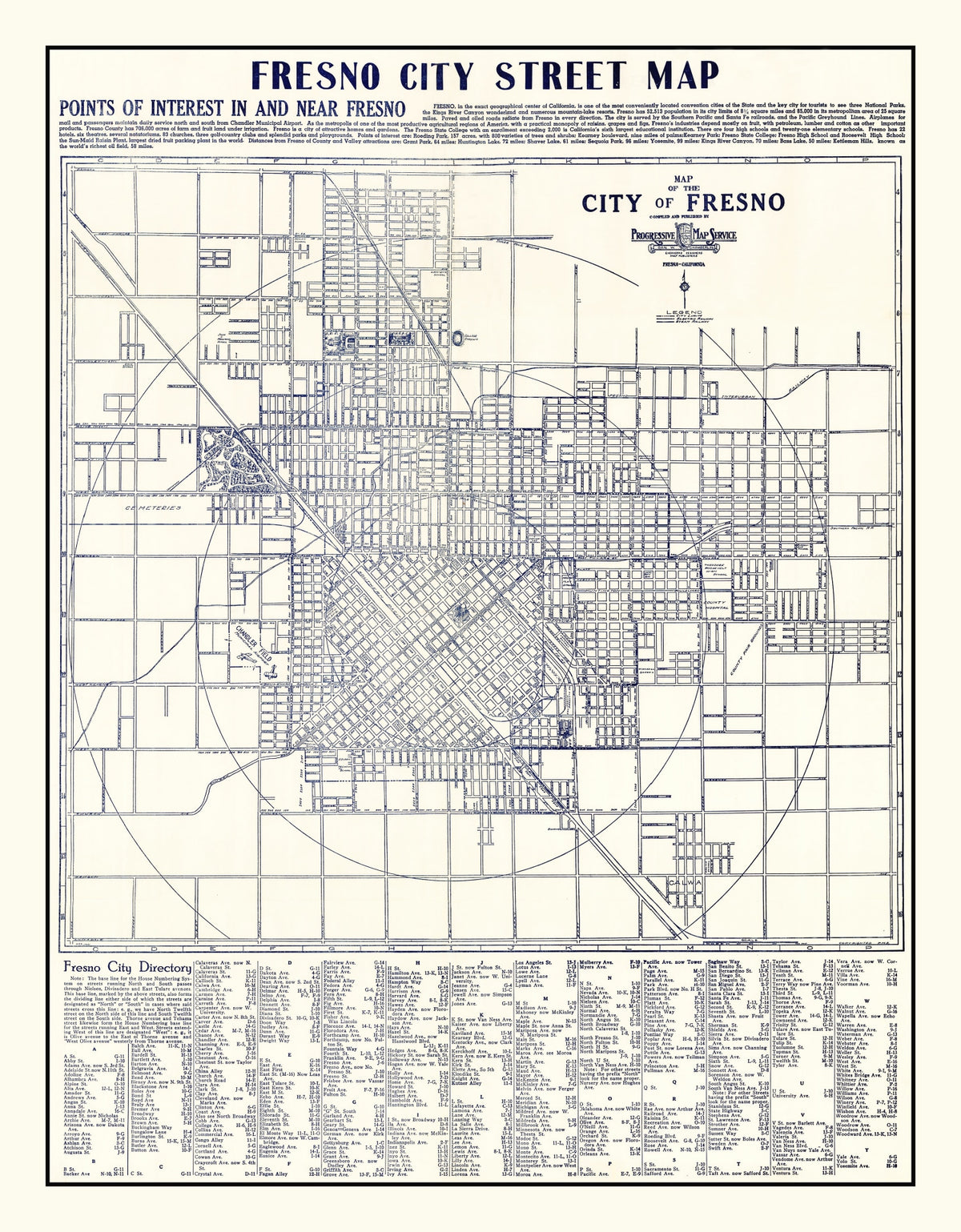 Preview of Vintage Map of Fresno, California 1925