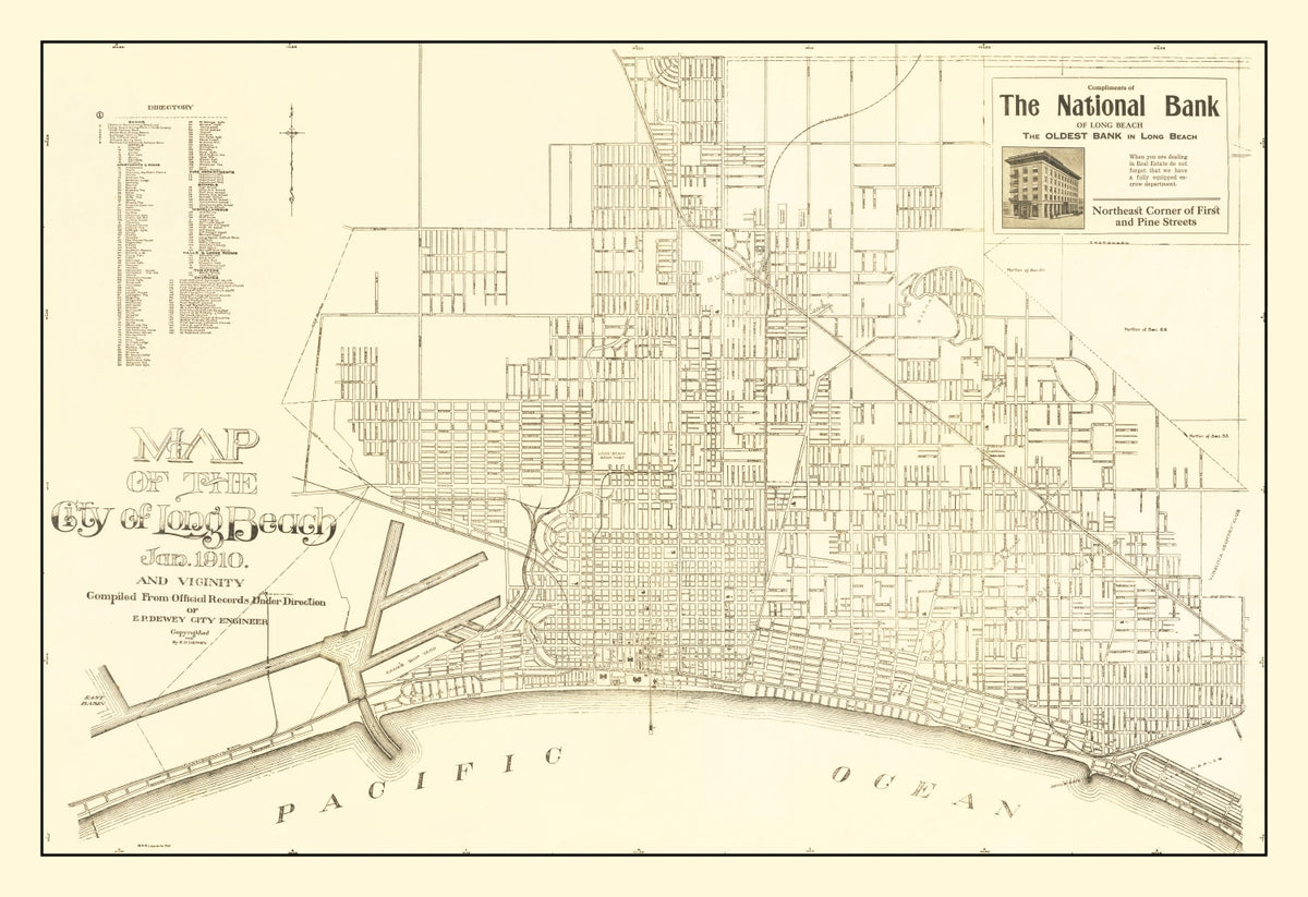 Preview of Vintage Map of Long Beach, California 1910