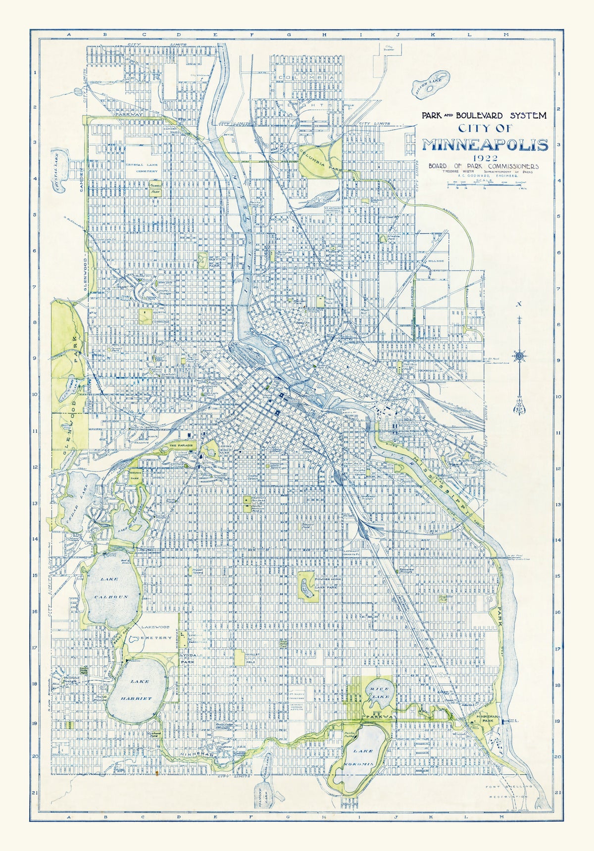 Preview of Vintage Map of Minneapolis, Minnesota 1922