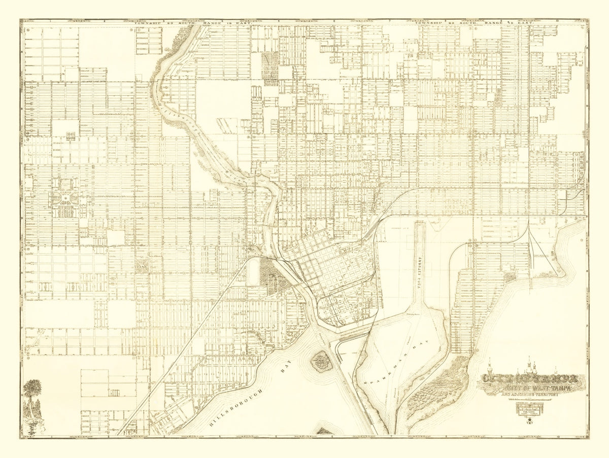 Preview of Vintage Map of Tampa, Florida 1913