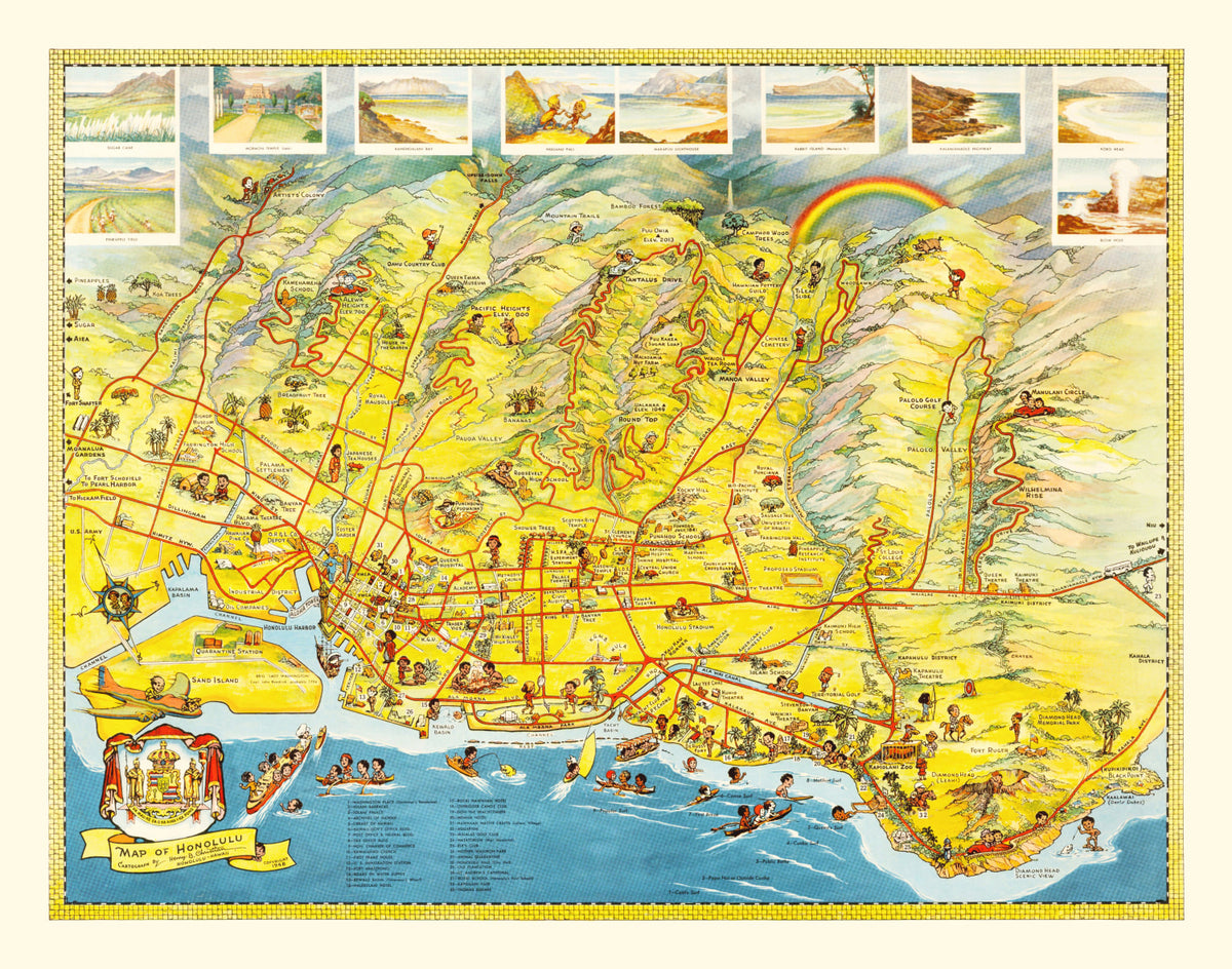 Preview of Vintage Map of Honolulu, Hawaii 1948